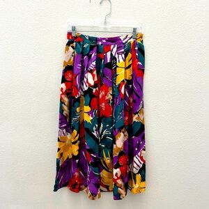 VINTAGE JACK MULQUEEN silk floral maxi skirt
